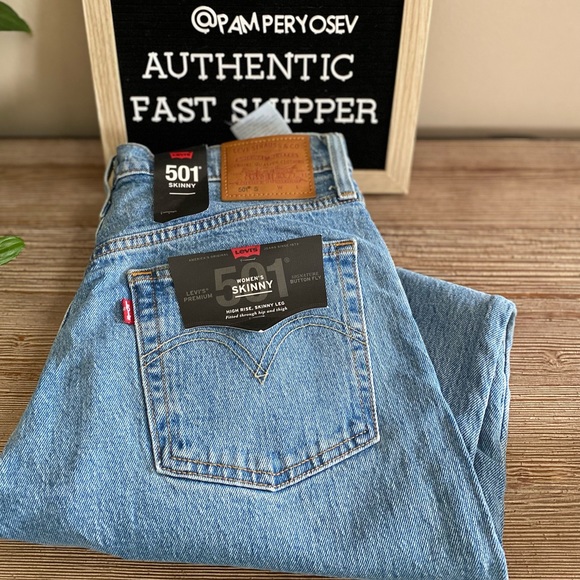 Levi's® 501 Stretch Hi-Rise Raw Hem Skinny Jeans - Picture 5 of 14